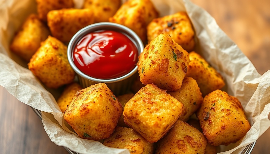Golden zucchini tots with ketchup - high protein snacks