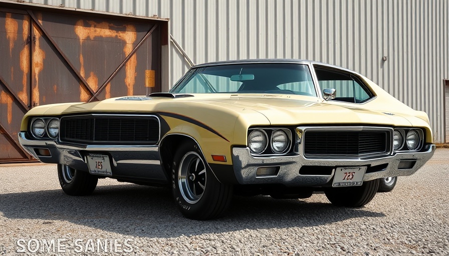Vintage 1970 Buick GS 455 muscle car in industrial setting.