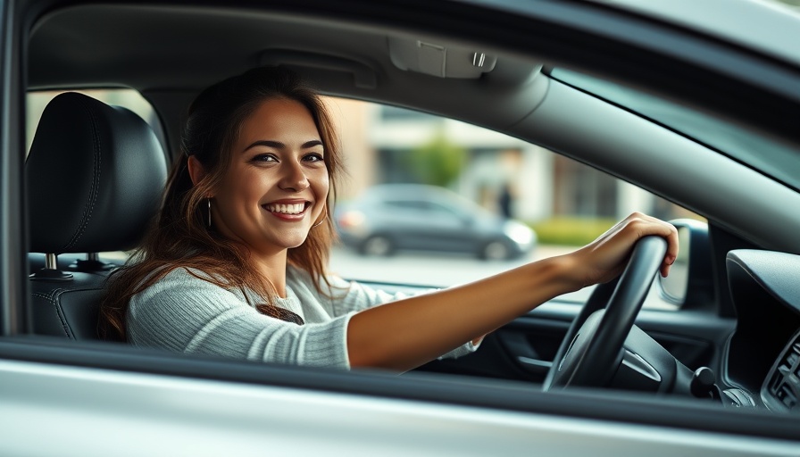 Young woman driving safely to reduce your risk of being in a car accident.