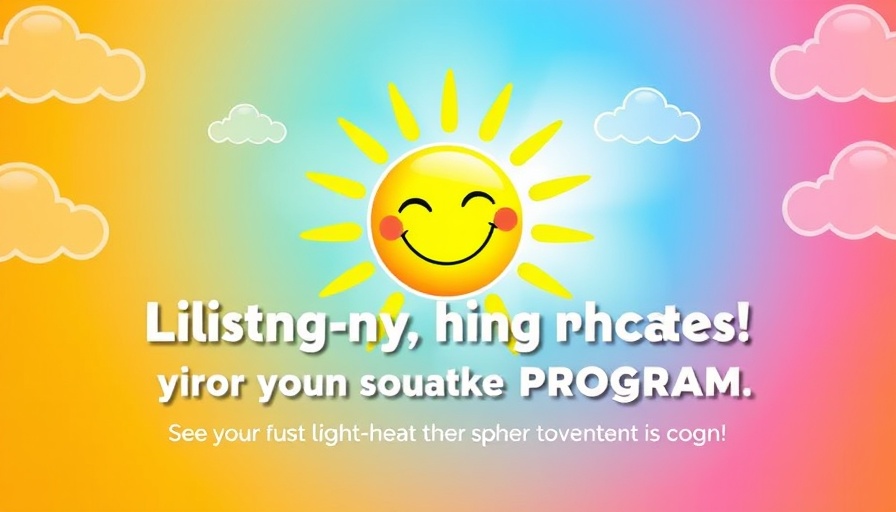 Bright promotional graphic for self-help program with sun and clouds.