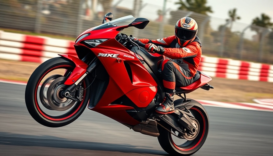 Powerful sports bike under $10,000 performing a wheelie on track