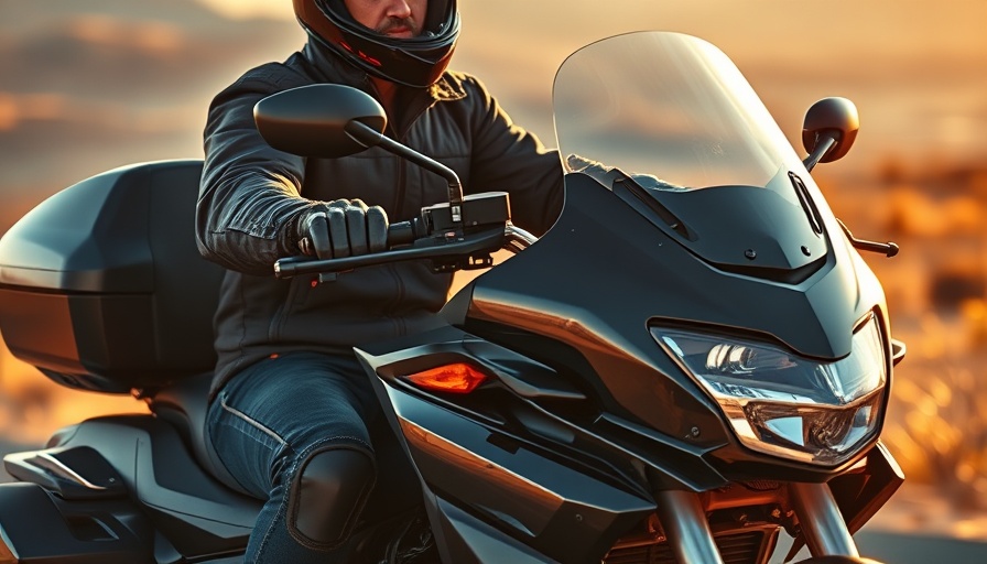 Motorcycle rider on sleek touring motorcycle in scenic desert.