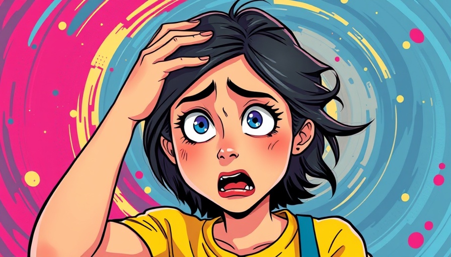 Cartoon of anxious woman illustrating self-care for anxiety.