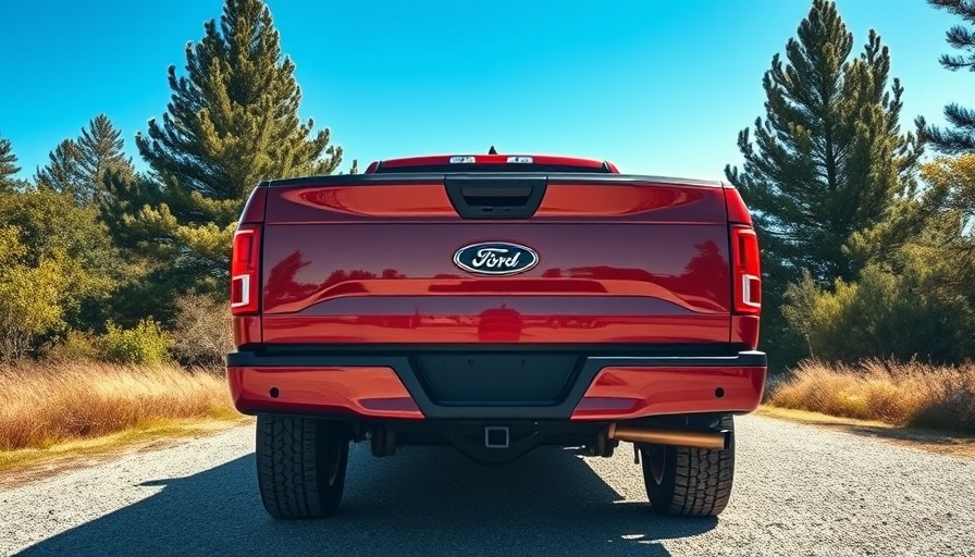 Ford truck rear view, parked outdoors, highlighting recall topic.