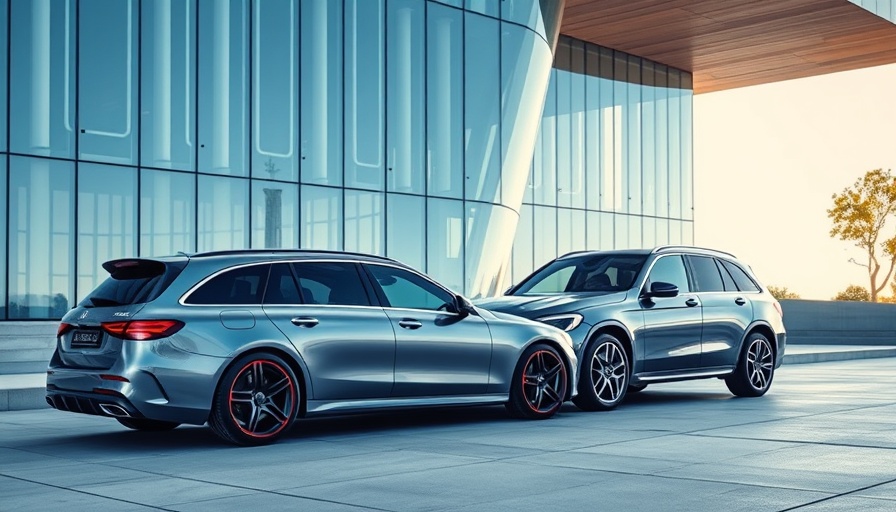 2026 AMG E53 Hybrid Wagon with modern architecture backdrop