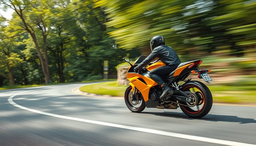 Dynamic yellow motorcycle on a road with trees, rider in black gear, versatile motorcycles for work and road trips.