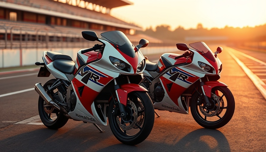 Vintage Honda VFR 750 bikes on a race track