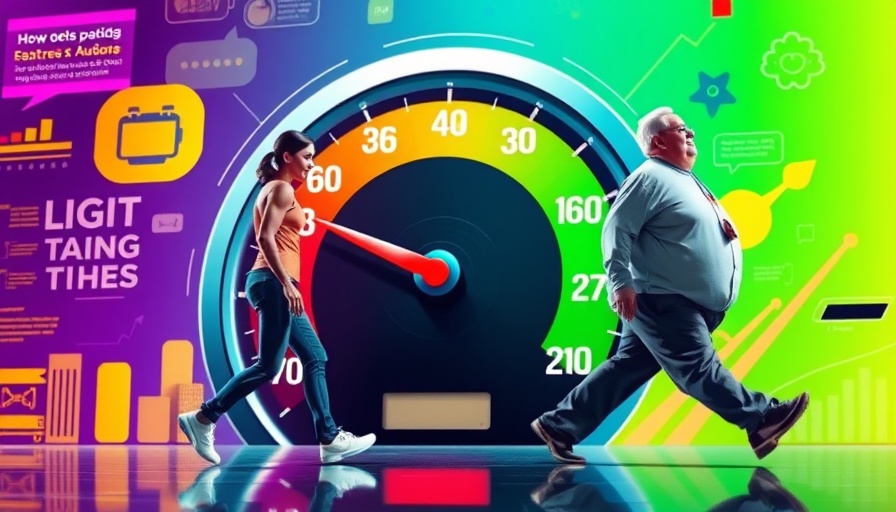 Contrasting fitness levels around speedometer, vibrant infographic.