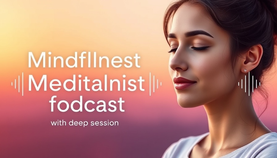 Mindfulness meditation podcast cover with serene expression and vibrant colors