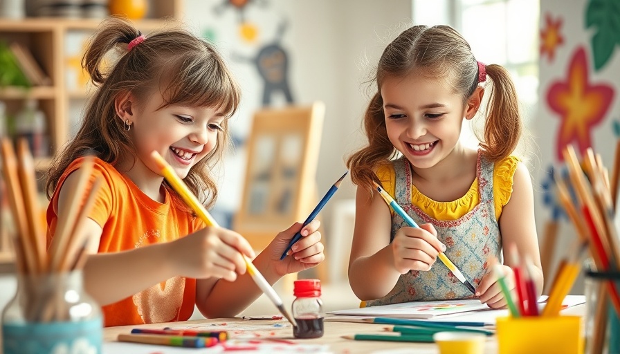 Young girls painting together, creative mindfulness meditation.