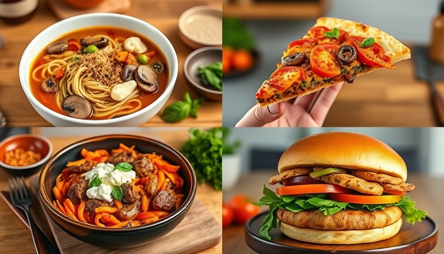 Four-in-one meal plan recipes displayed on plates.