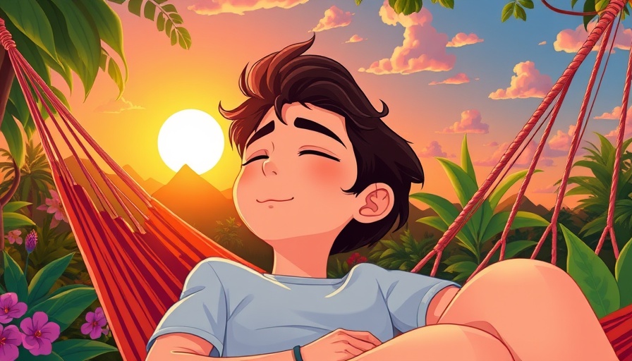 Peaceful self-care routine in hammock during sunset.