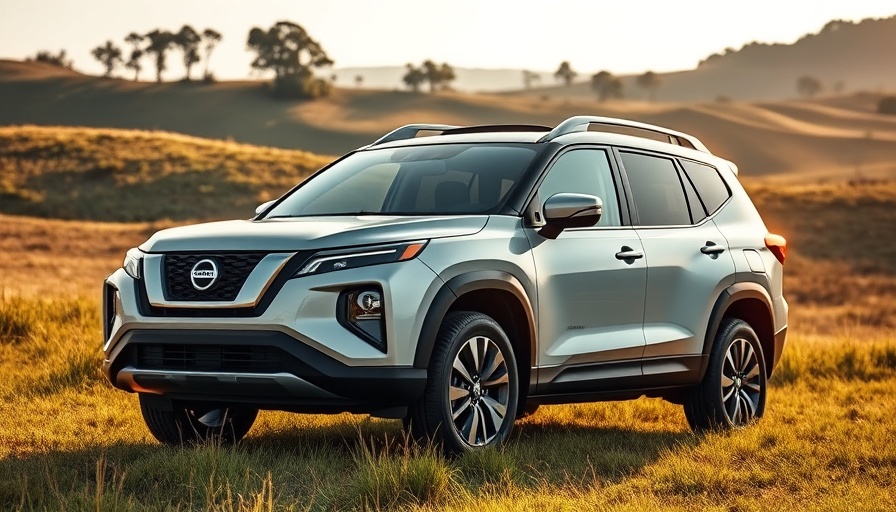 Sleek Nissan Xterra 2028 in scenic grassland under soft light.