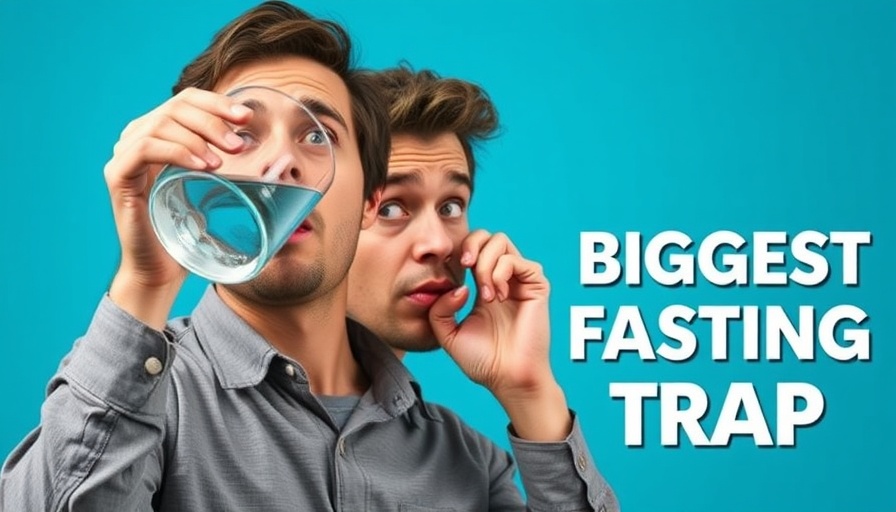 Infographic on fasting trap with skeptical observer, vibrant design.