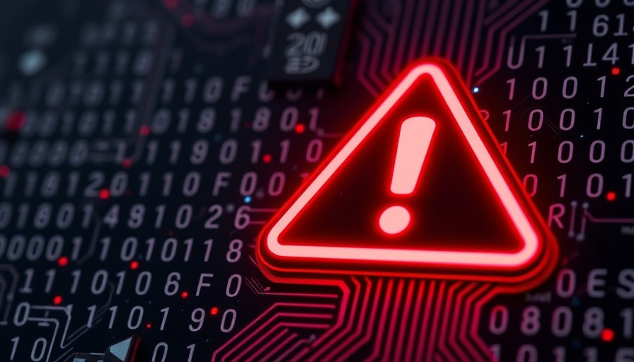Warning symbol on digital circuit board representing quantum computing risks