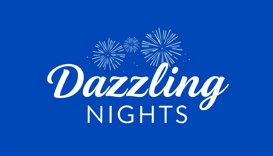 Dazzling Nights Orlando logo with fireworks on blue.
