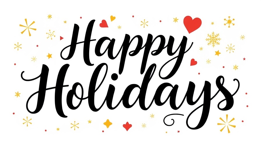 Elegant holiday card with 'Happy Holidays' in black and gold for business holiday cards.
