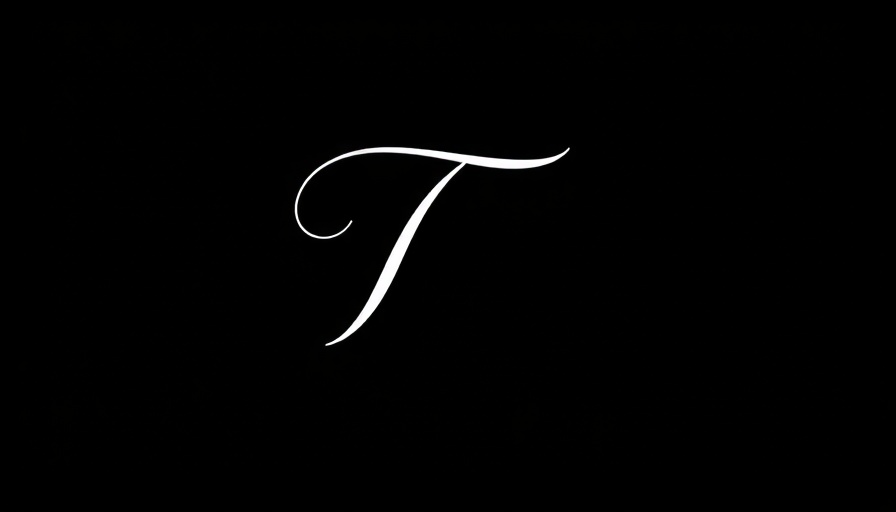 Elegant cursive letter T on black background, illustrating style.