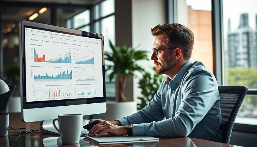 Professional using Microsoft Office 2024 for data analysis, coffee nearby.