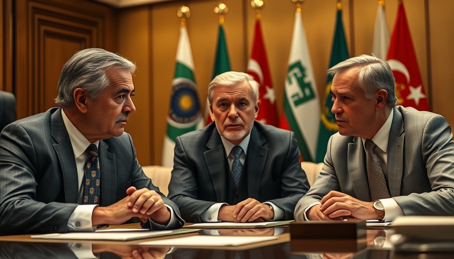 Meeting on Trump Gaza ceasefire deal with three men at table in formal setting.