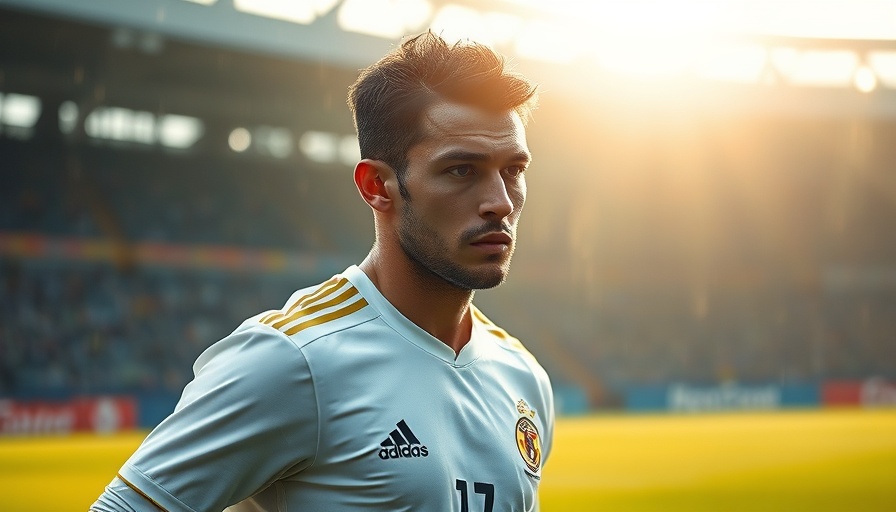 Futuristic soccer player focused on field, AI for entrepreneurs concept.