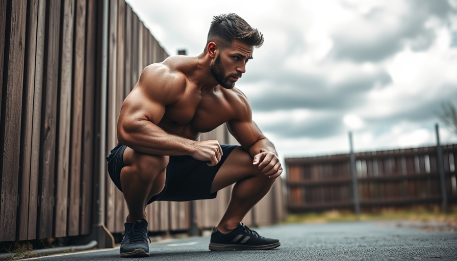 Muscular man practicing fitness habits outdoors, habits for productivity.