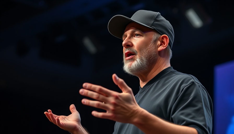 Man speaking passionately about AI in marketing on stage