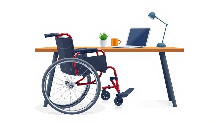 Modern office with wheelchair for disability inclusion.