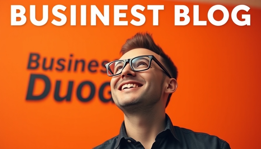 Vibrant business blog graphic with a smiling man, emphasizing business empathy.