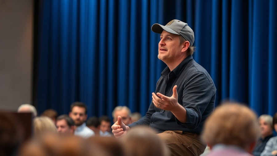 Speaker on stage discussing AI for entrepreneurs.