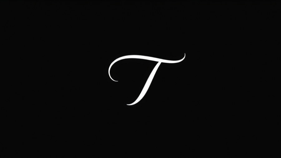 Elegant minimalist letter T in black and white.