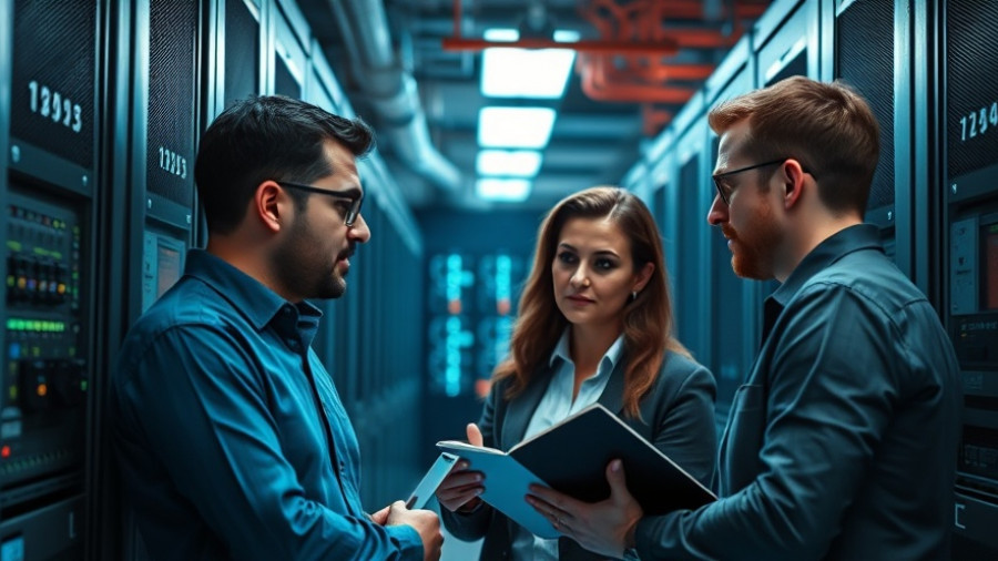 Professionals in a server room planning AI infrastructure investment 2025.