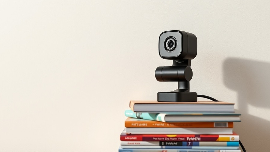 Compact webcam on magazines with soft shadow, AI automation for entrepreneurs.