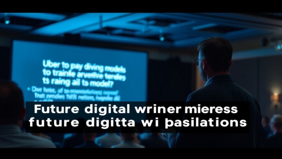 Uber AI training models discussion with presenter and text overlay.