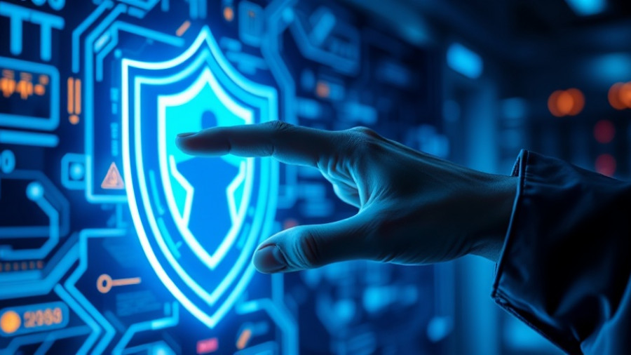 Futuristic hologram with a shield, symbolizing digital security, latest AI news 2025.