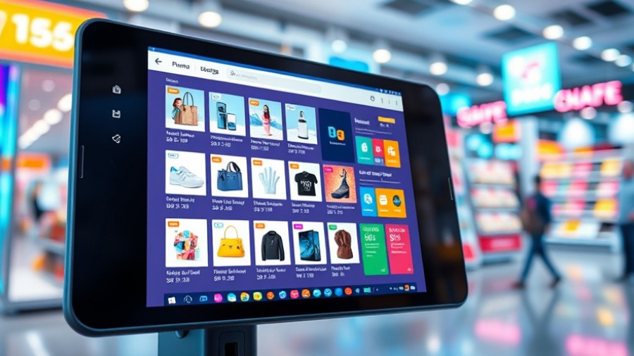 Digital shopping interface highlighting products and chat features