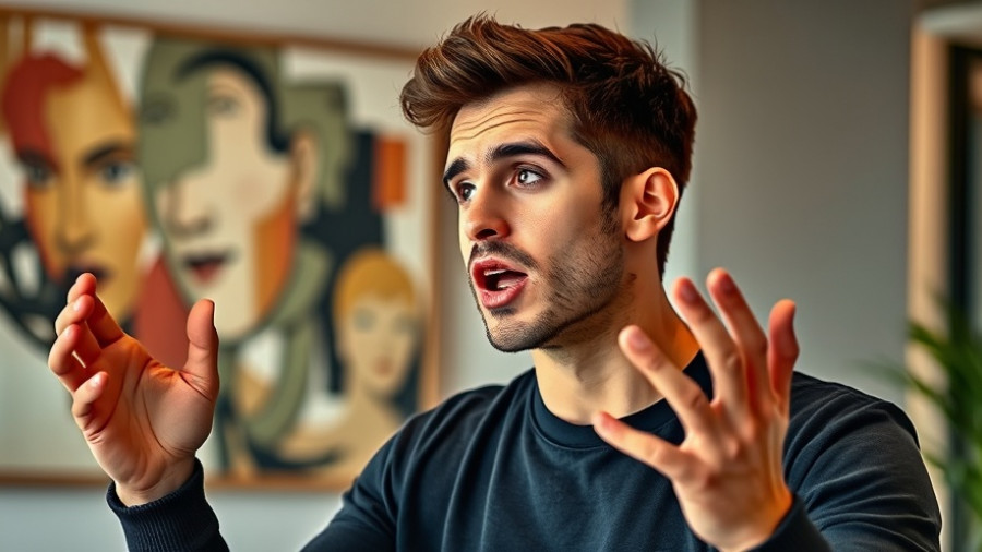 Young man discussing passionately with hand gestures about Google’s Free AI Course in India.