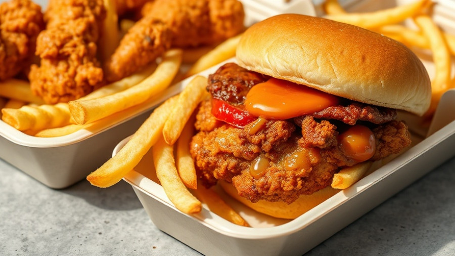 Fast food meal with chicken and fries in a takeaway box.