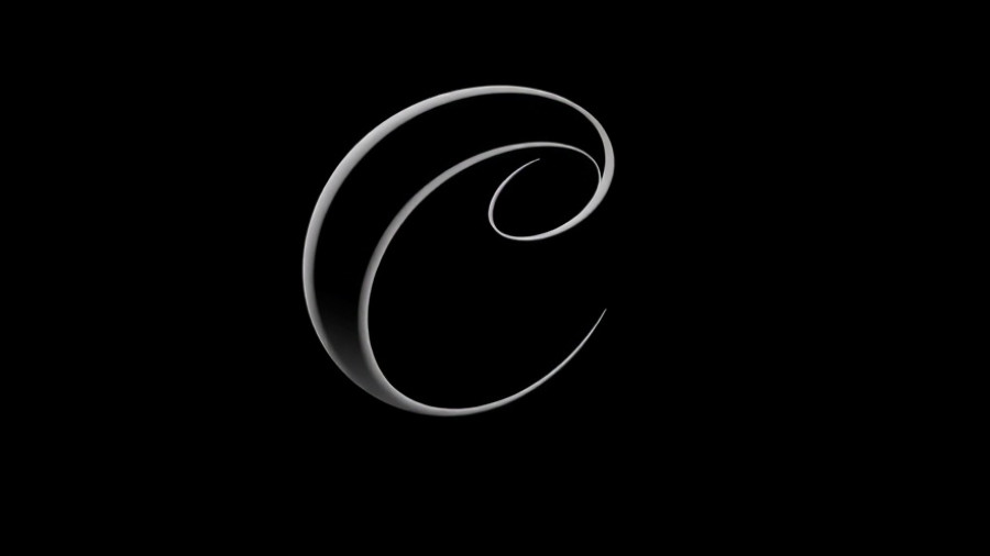 Elegant letter C on black background, AI and creativity.