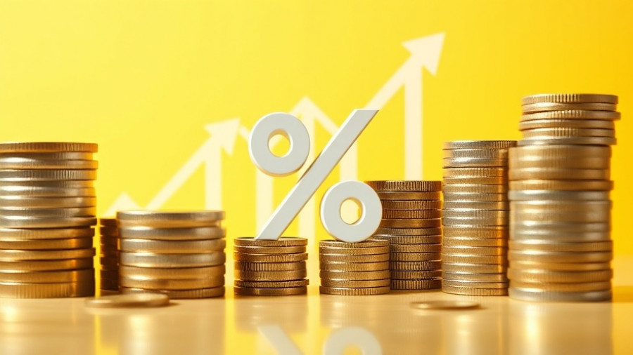 Stacked coins and percentage symbol highlighting falling mortgage rates impact on housing market