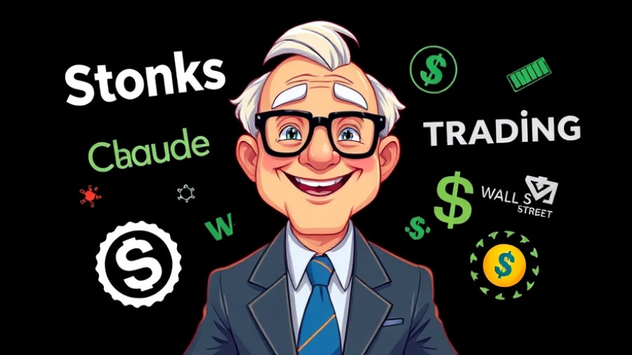 AI Trading concept with financial symbols and animated figures.