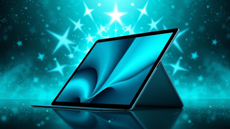 Microsoft Surface Pro 7 Sale graphic with starry digital background.