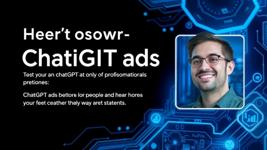 Informative graphic about personalized ads in ChatGPT with presenter.