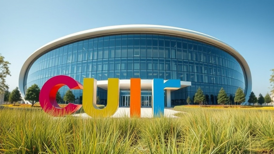 Futuristic building with Google logo, AI automation for entrepreneurs.