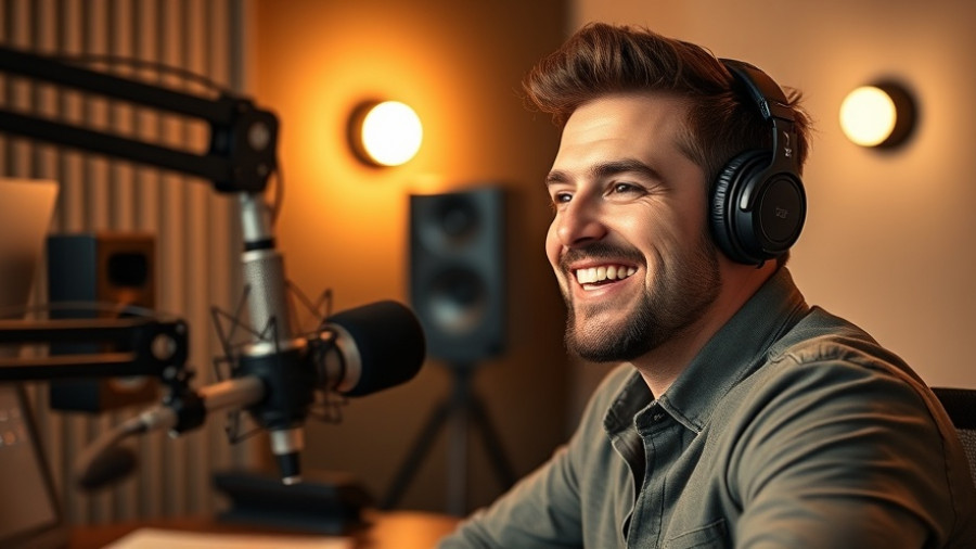 Man in studio discussing AI for business growth.