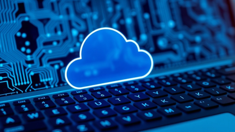 Futuristic cloud interface showcasing latest AI news 2025.