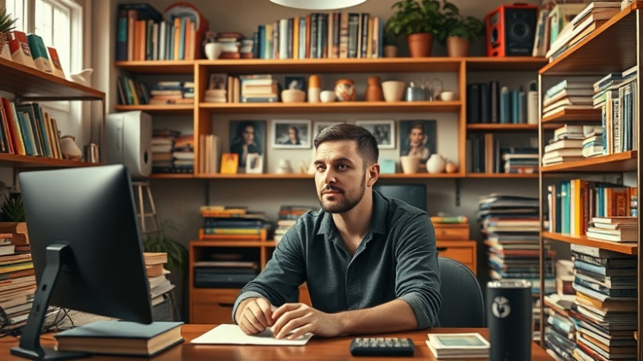 Man discussing AI in business growth in a cozy, colorful room.