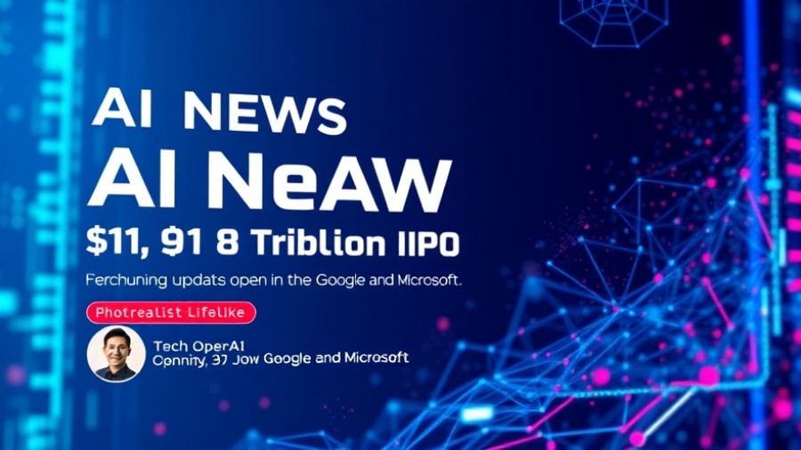 OpenAI’s $1 trillion IPO on AI news digital poster, event details displayed.
