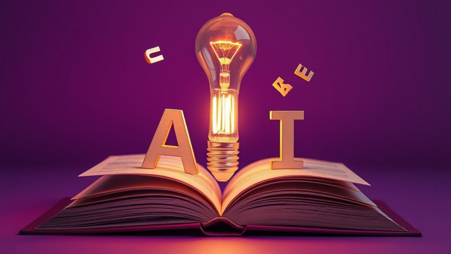 AI Tools for Real Estate Agents concept with open book and AI light bulb.
