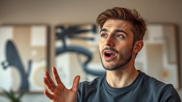 Young man speaking passionately, related to free AI certification courses.